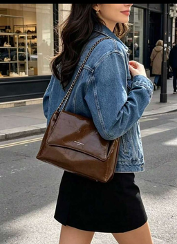 BOLSO MARRON CON SOLAPA