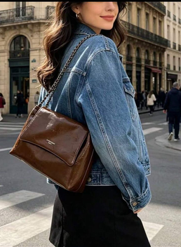 BOLSO MARRON CON SOLAPA