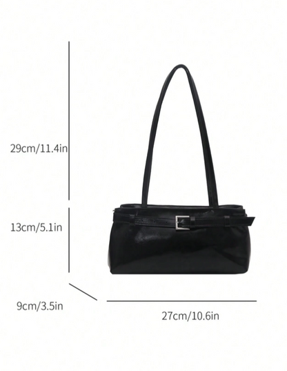 BOLSO NEGRO DE HOMBRO CON IMITACION CINTURON