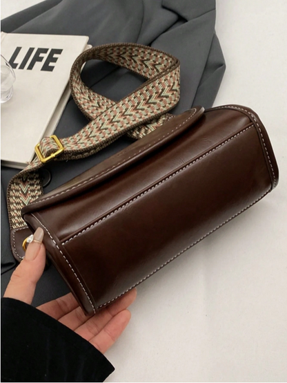 BOLSO MARRON CORREA TEJIDA