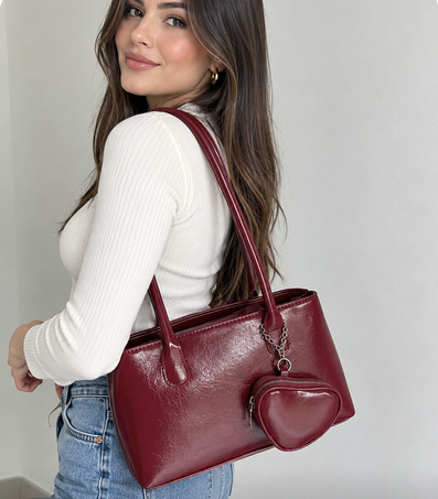 BOLSO ANABELA COLOR ROJO BURDEOS